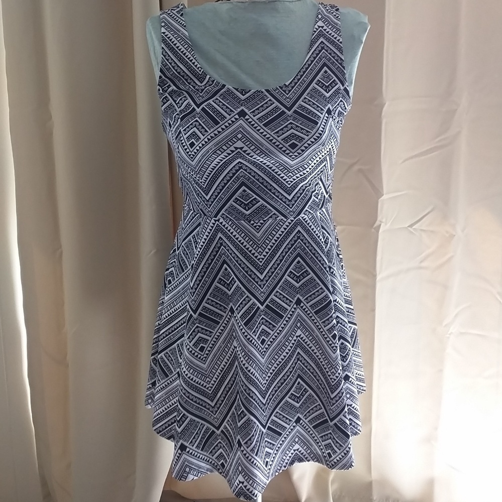 H&M graphic black white skater dress